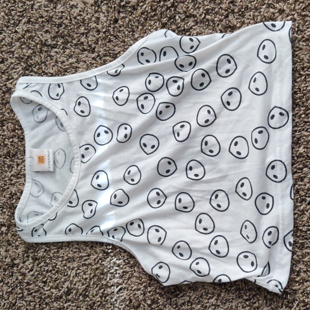 Black & White Alien Cropped Tank Top